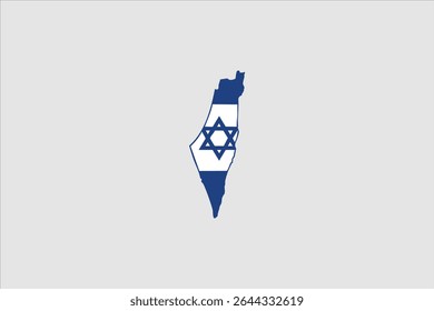 A silhouette of the map of Israel filled with the pattern and colors of the Israeli national flag.