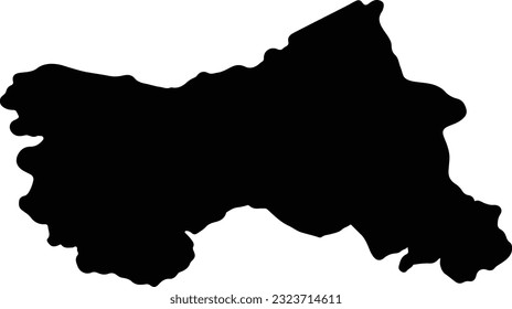 Silhouette map of Jammu and Kashmir India with transparent background.