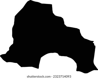 Silhouette map of Kankan Guinea with transparent background.