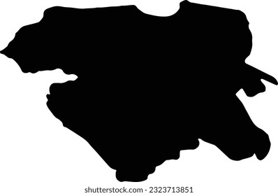 Silhouette map of Kordestan Iran with transparent background.