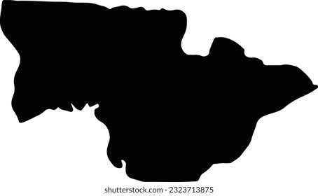 Silhouette map of Koundara Guinea with transparent background.