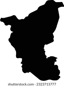 Silhouette map of Lacs Ivory Coast with transparent background.