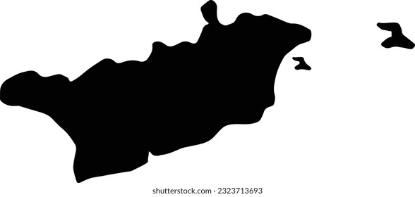 Silhouette map of Larnaca Cyprus with transparent background.