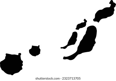 Silhouette map of Las Palmas Spain with transparent background.