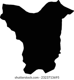 Silhouette map of Lhuntshi Bhutan with transparent background.