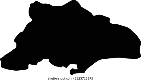 Silhouette map of Limassol Cyprus with transparent background.