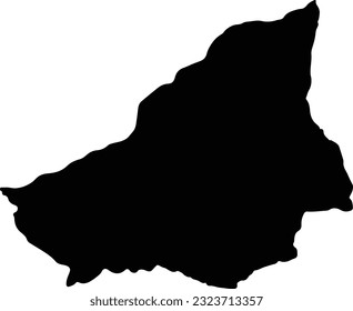 Silhouette map of Lunda Sul Angola with transparent background.