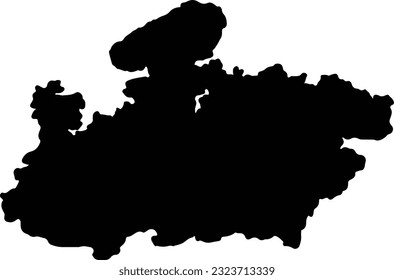 Silhouette map of Madhya Pradesh India with transparent background.