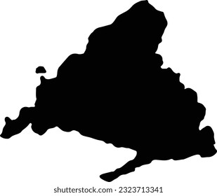 Silhouette map of Madrid Spain with transparent background.