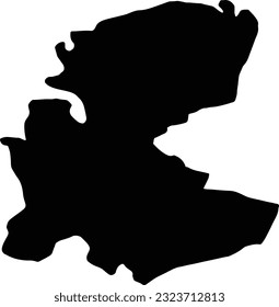 Silhouette map of Markazi Iran with transparent background.
