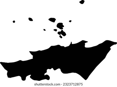 Silhouette map of Messina Italy with transparent background.