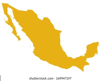 Silhouette map of the Mexico. All objects are independent and fully editable