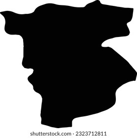 Silhouette map of Mila Algeria with transparent background.