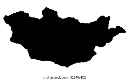 Silhouette map of Mongolia, Asia