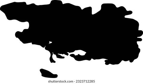Silhouette map of Morbihan France with transparent background.