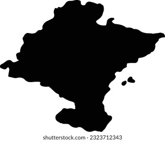 Silhouette map of Navarra Spain with transparent background.