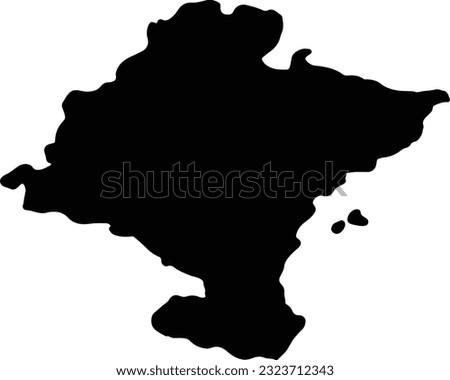 Silhouette map of Navarra Spain with transparent background.