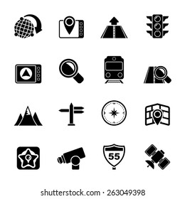 Silhouette Map, navigation and Location Icons -vector icon set