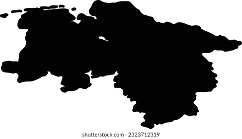 Silhouette map of Niedersachsen Germany with transparent background.