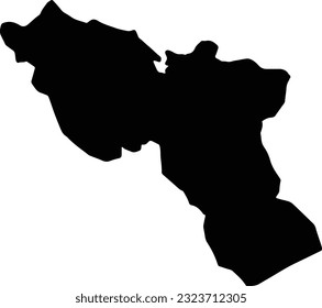Silhouette map of Nord Haiti with transparent background.