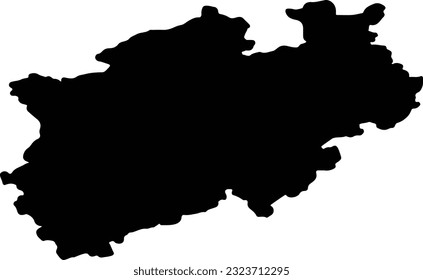 Silhouette map of Nordrhein-Westfalen Germany with transparent background.