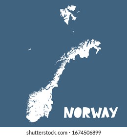 Silhouette map of Norway. World map isolated on blue background. European country. Vector template for website, design, cover, infographics. Graph illustration.