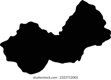 Silhouette map of Nuristan Afghanistan with transparent background.