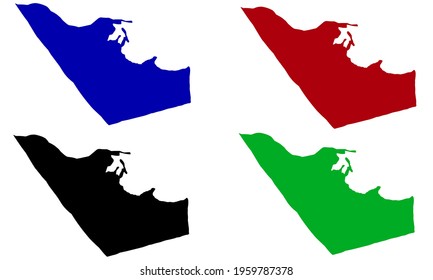 silhouette of a map of the olafsvik city in northern Iceland on a white background
