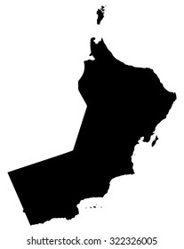 Silhouette map of Oman, Asia