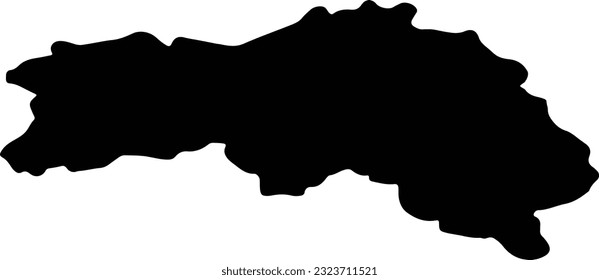Silhouette map of Orne France with transparent background.