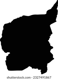 Silhouette map of Ouham Central African Republic with transparent background.