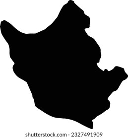Silhouette map of Paphos Cyprus with transparent background.