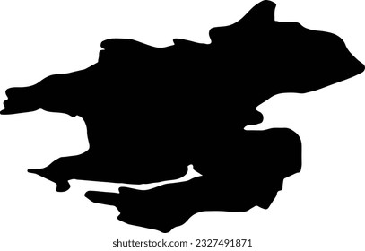Silhouette map of Pembrokeshire United Kingdom with transparent background.
