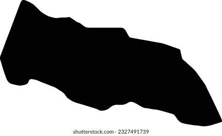 Silhouette map of Portland Jamaica with transparent background.