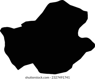 Silhouette map of Punakha Bhutan with transparent background.