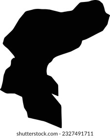 Silhouette map of Qax Azerbaijan with transparent background.