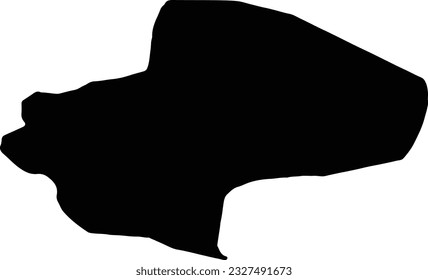 Silhouette map of Qom Iran with transparent background.