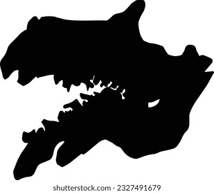 Silhouette map of Quinara Guinea Bissau with transparent background.