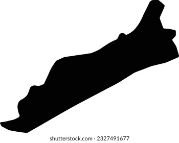 Silhouette map of Qusar Azerbaijan with transparent background.