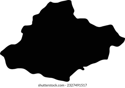 Silhouette map of Relizane Algeria with transparent background.