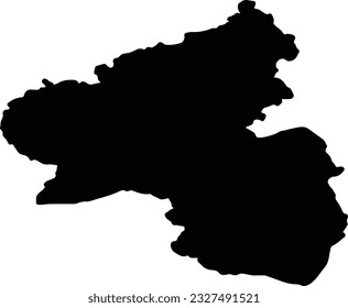 Silhouette map of Rheinland-Pfalz Germany with transparent background.