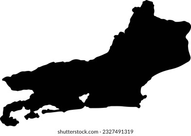 Silhouette map of Rio de Janeiro Brazil with transparent background.