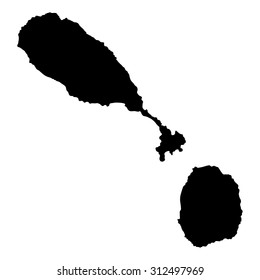 Silhouette map Saint Kitts and Nevis, North America
