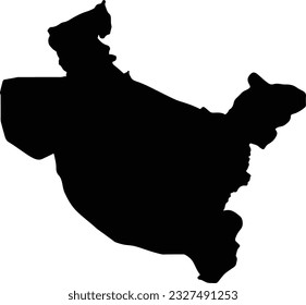 Silhouette map of Sala ad-Din Iraq with transparent background.