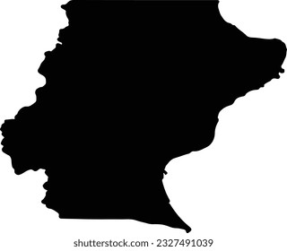 Silhouette map of Santa Cruz Argentina with transparent background.