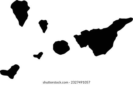 Silhouette map of Santa Cruz de Tenerife Spain with transparent background.