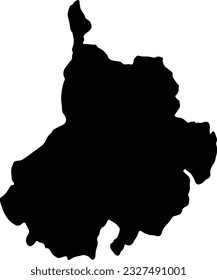 Silhouette map of Santander Colombia with transparent background.