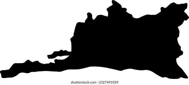 Silhouette map of Santiago de Cuba Cuba with transparent background.