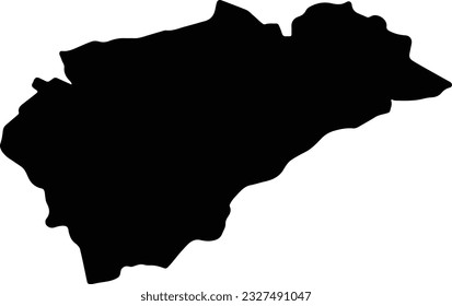 Silhouette map of Segovia Spain with transparent background.