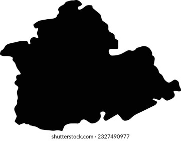 Silhouette map of Sevilla Spain with transparent background.